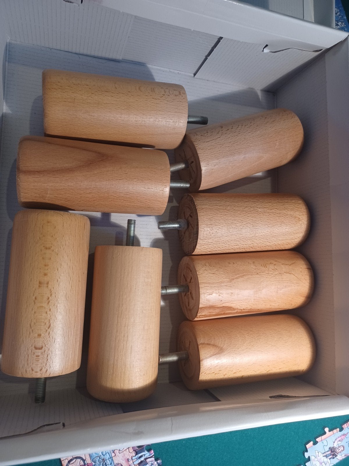 Houten meubelpoot 8 stuks - 12 cm lang, 6 cm diameter, Huis en Inrichting, Ophalen, Tafelpoot, Gebruikt, Minder dan 50 cm
