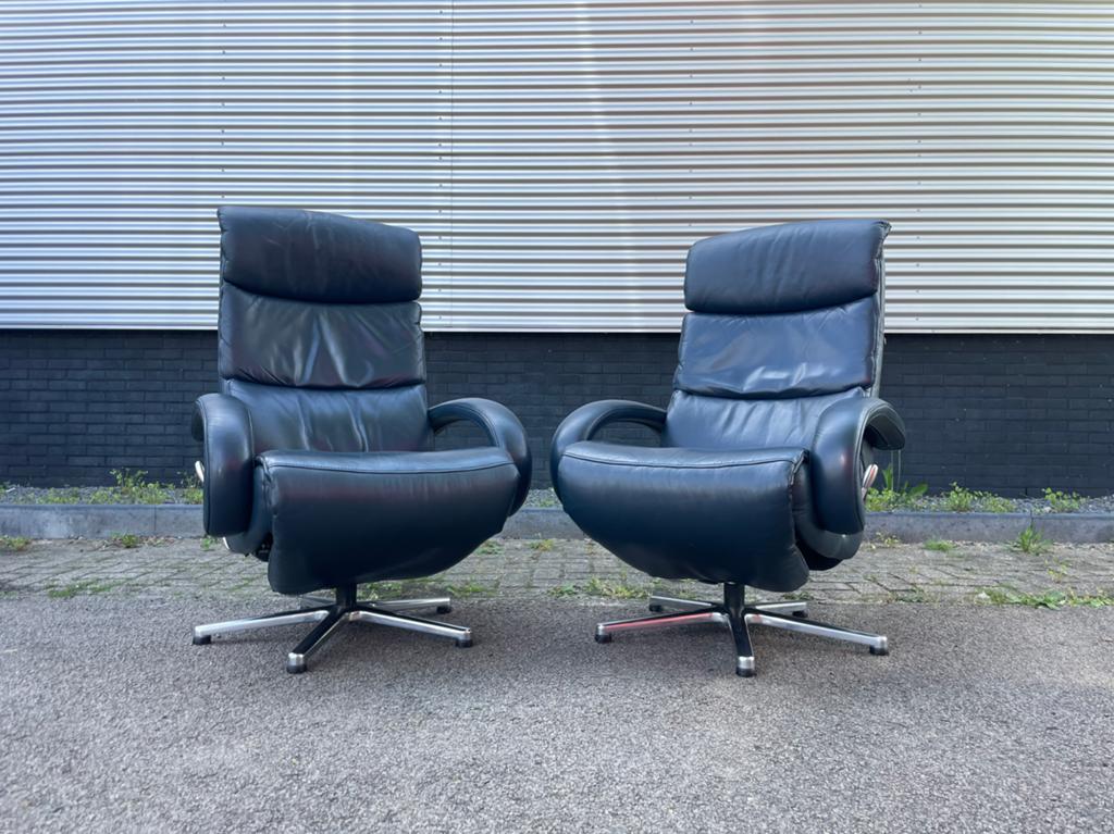 Twee nette leren Hukla relax fauteuils / relax stoelen, Minder dan 75 cm, Ophalen of Verzenden, Zo goed als nieuw, Nvt