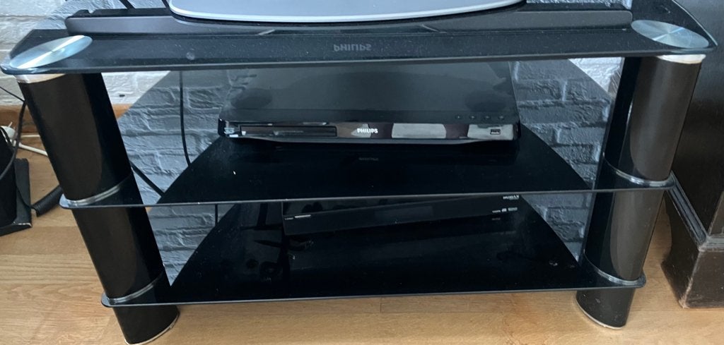 TV meubel, Ophalen, Gebruikt, 50 tot 100 cm, Glas