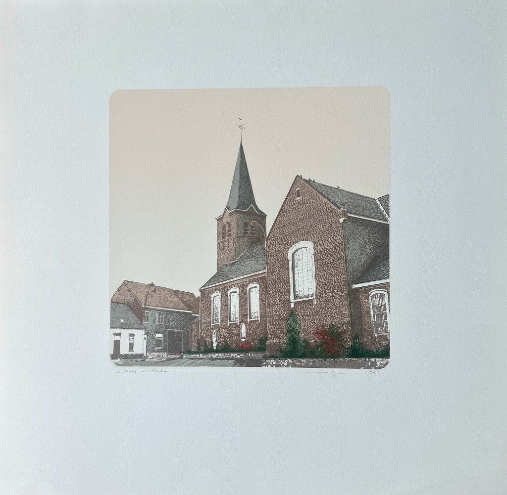 Zeefdruk Martin R. Baeyens - Smet Centre  ZOMEROPRUIMING, Antiek en Kunst, Gesigneerd, Ophalen of Verzenden, Zeefdruk