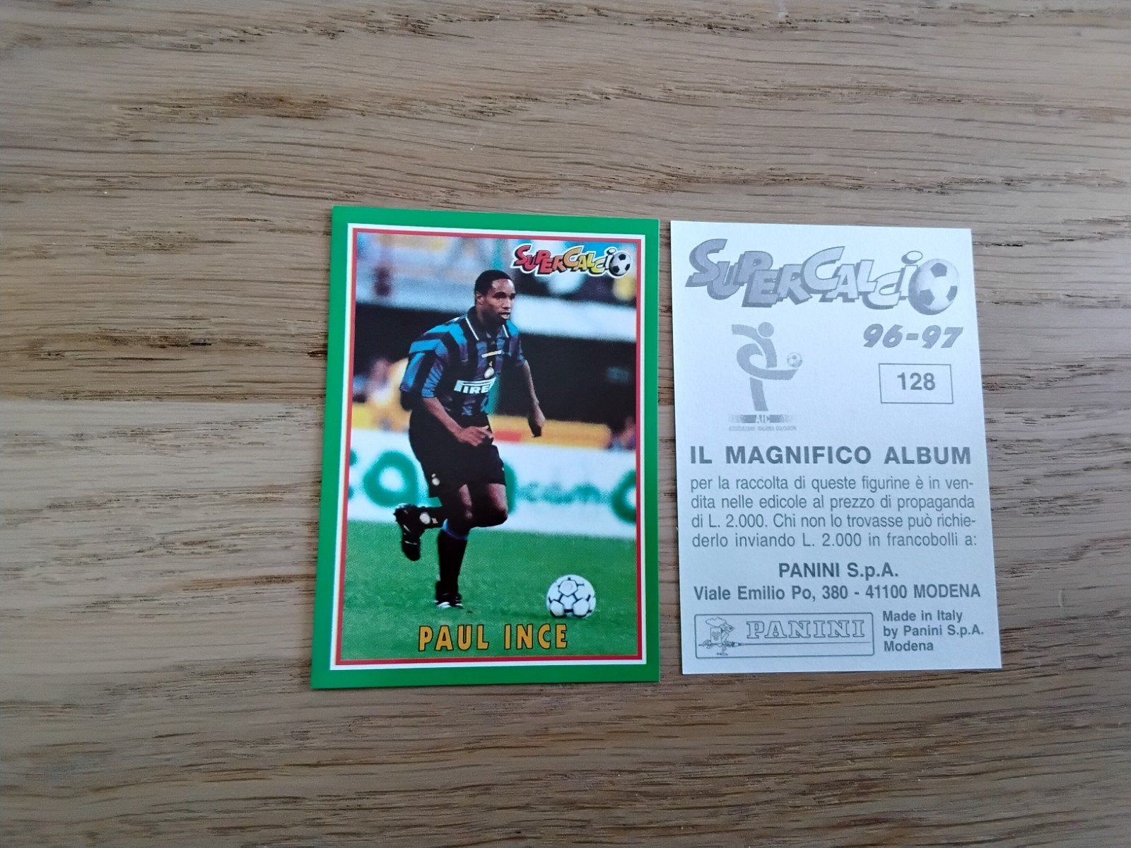 Paul Ince Panini SuperCalcio 96-97 sticker 128, Ophalen of Verzenden, Zo goed als nieuw, Buitenlandse clubs, Poster, Plaatje of Sticker