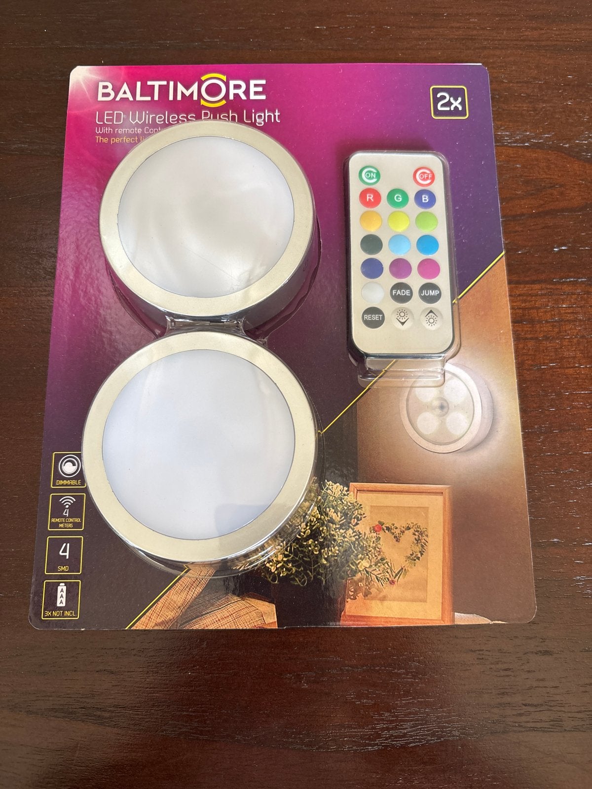 Baltimore LED Draadloze Push Light met Afstandsbediening (2x, Wit, Overige merken, Kunststof, Nieuw