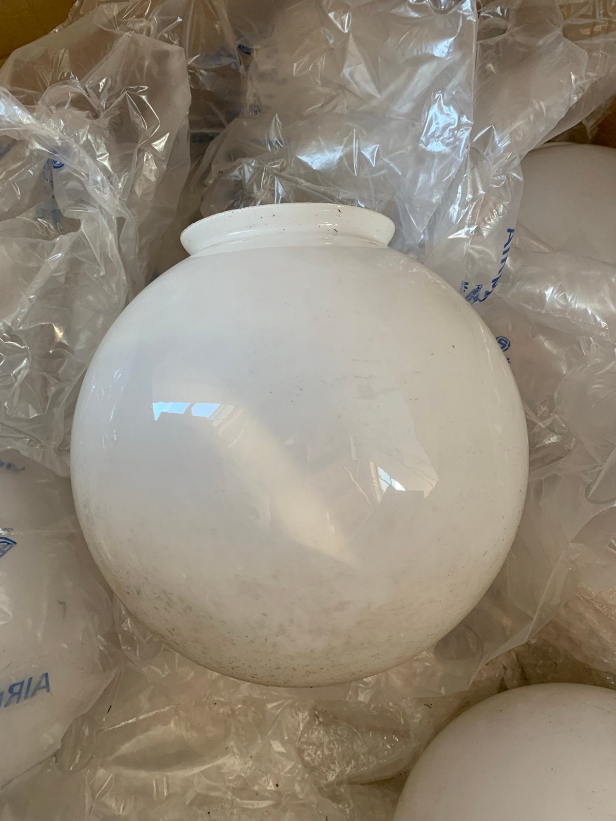 Witte glazen Art Deco bollen, lampenkappen, Ophalen, Gebruikt, Overige typen, Wit