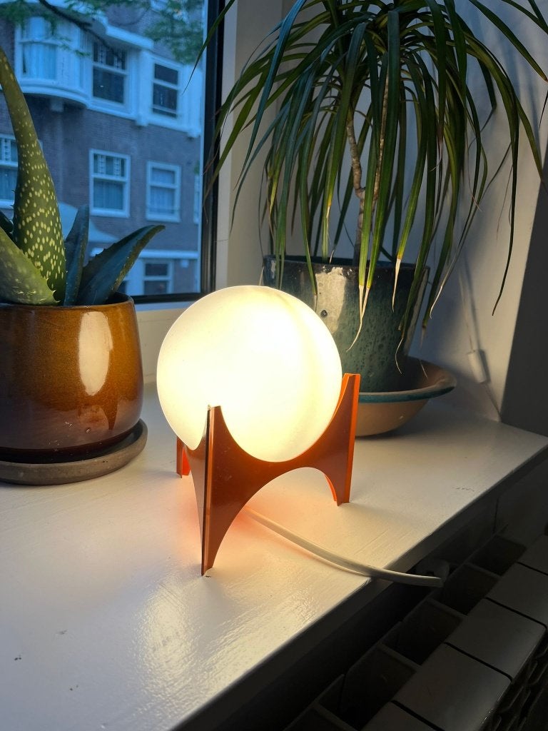Space Age / mid-century tafellamp, Ophalen, Zo goed als nieuw, Glas, Minder dan 50 cm