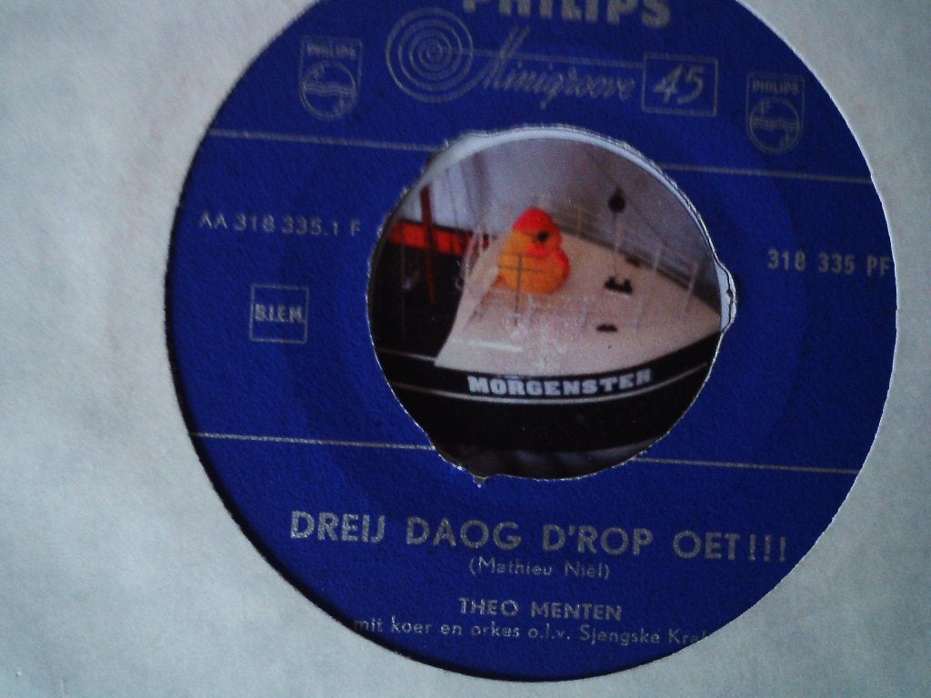 theo menten - dreij daog d'rop oet!!!   7jun, 7 inch, Single, Ophalen of Verzenden, Zo goed als nieuw