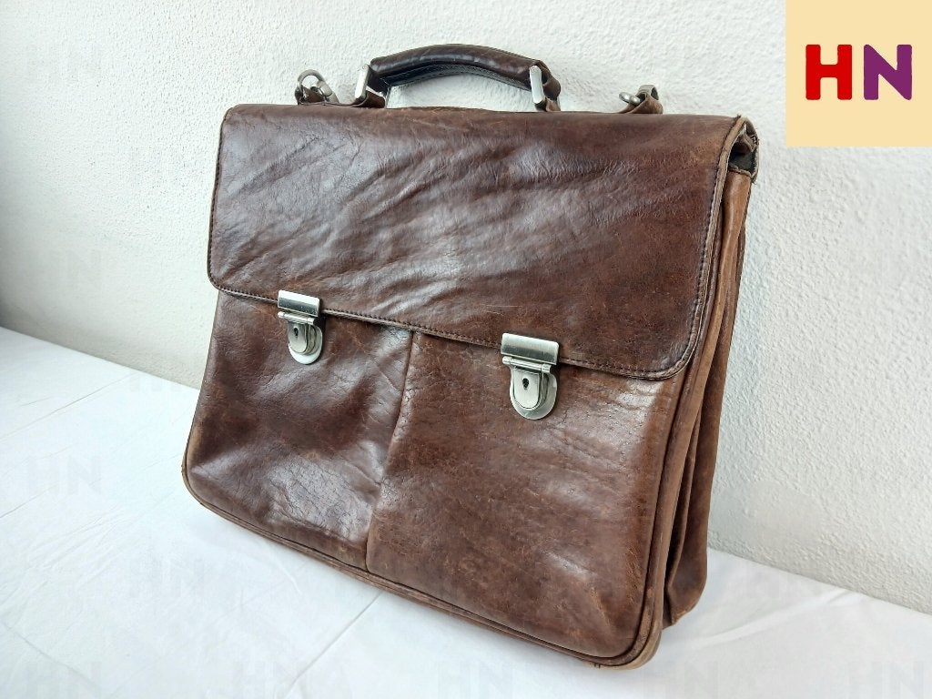 Leonhard Heyden Leren Aktetas / Schoudertas   Laptop tas, Sieraden, Tassen en Uiterlijk, Tassen | Schoudertassen, Gebruikt, Bruin