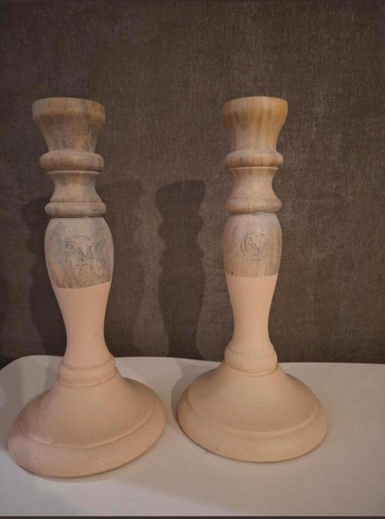 Rivièra Maison kandelaars - Set van 2, Gebruikt, 25 tot 50 cm, Ophalen of Verzenden, Bruin