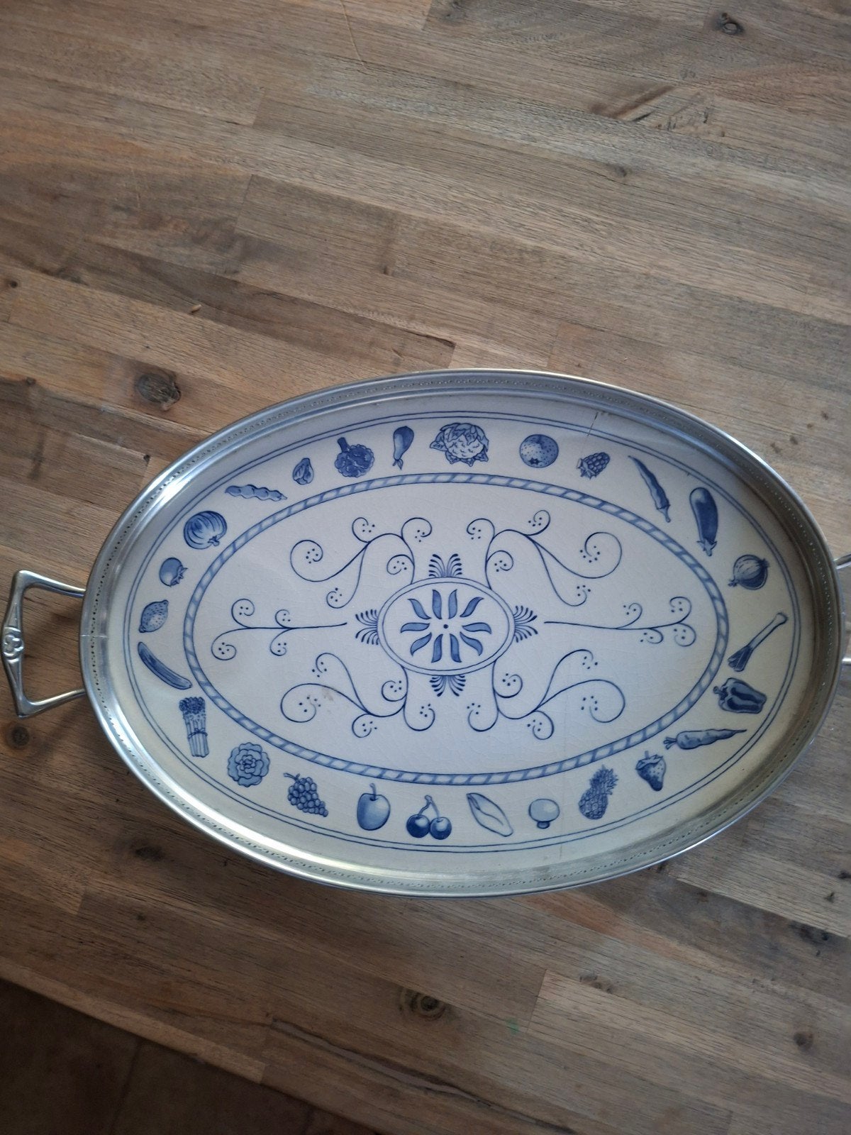 dienblad, Gebruikt, Decoratieve rand, Ophalen of Verzenden, Ovaal