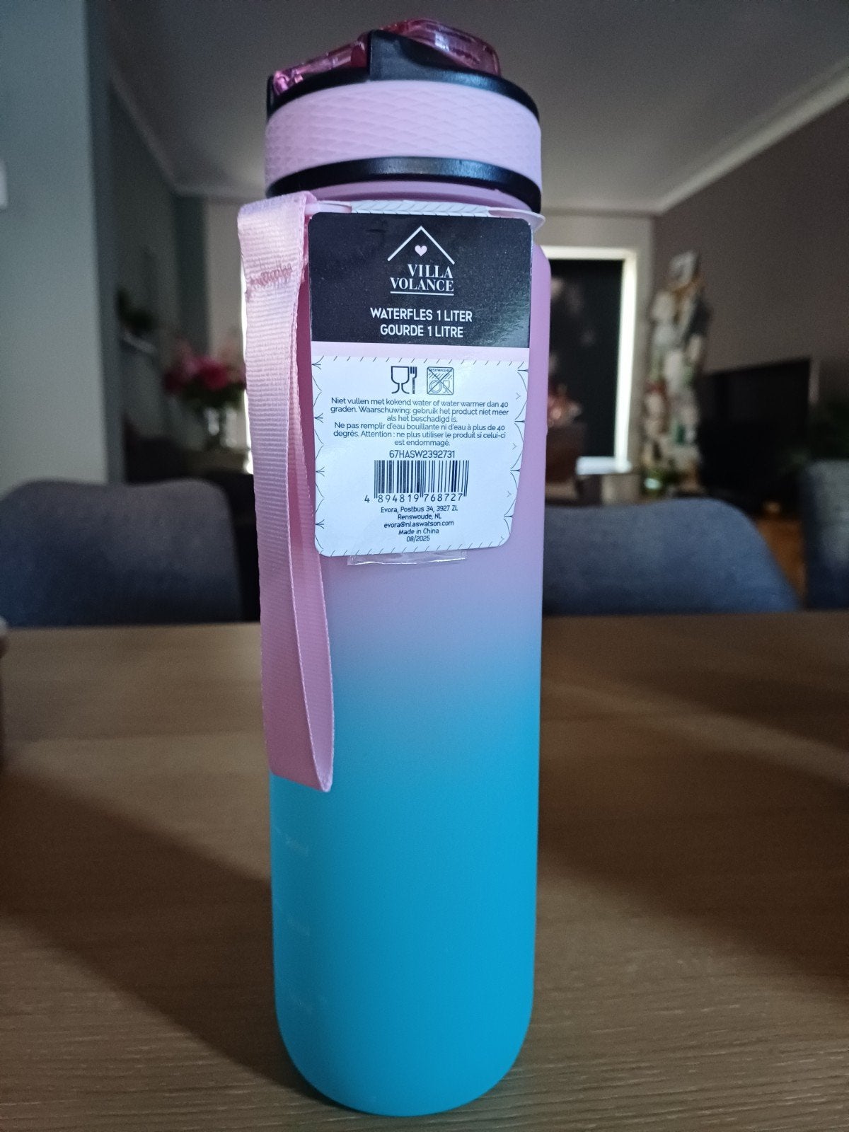 Drinkfles Gradient 1 liter NIEUW roze blauw, Ophalen of Verzenden, Nieuw