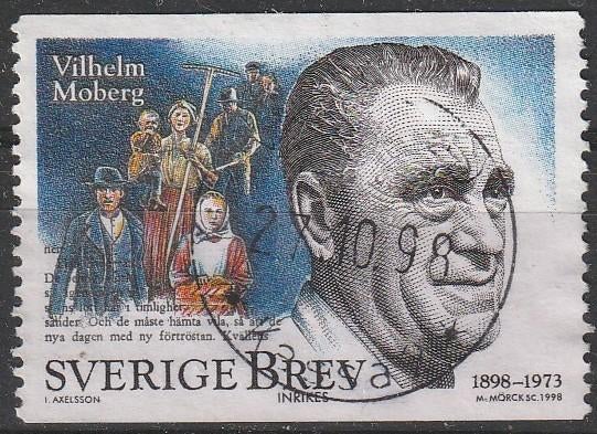 2430. Zweden 2070 gest. Wilhelm Moberg, Ophalen of Verzenden, Zweden, Gestempeld
