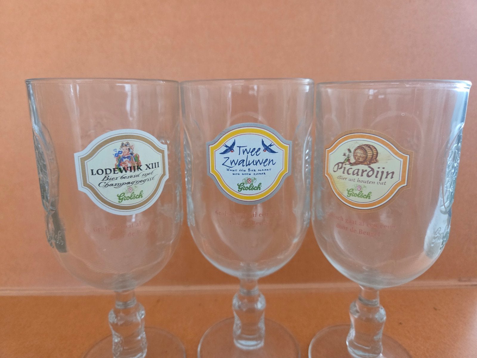 Grolsch bierglazen - Lodewijk XIII, Twee Zwaluwen, Picardijn, Glas of Glazen, Ophalen of Verzenden, Overige stijlen, Glas