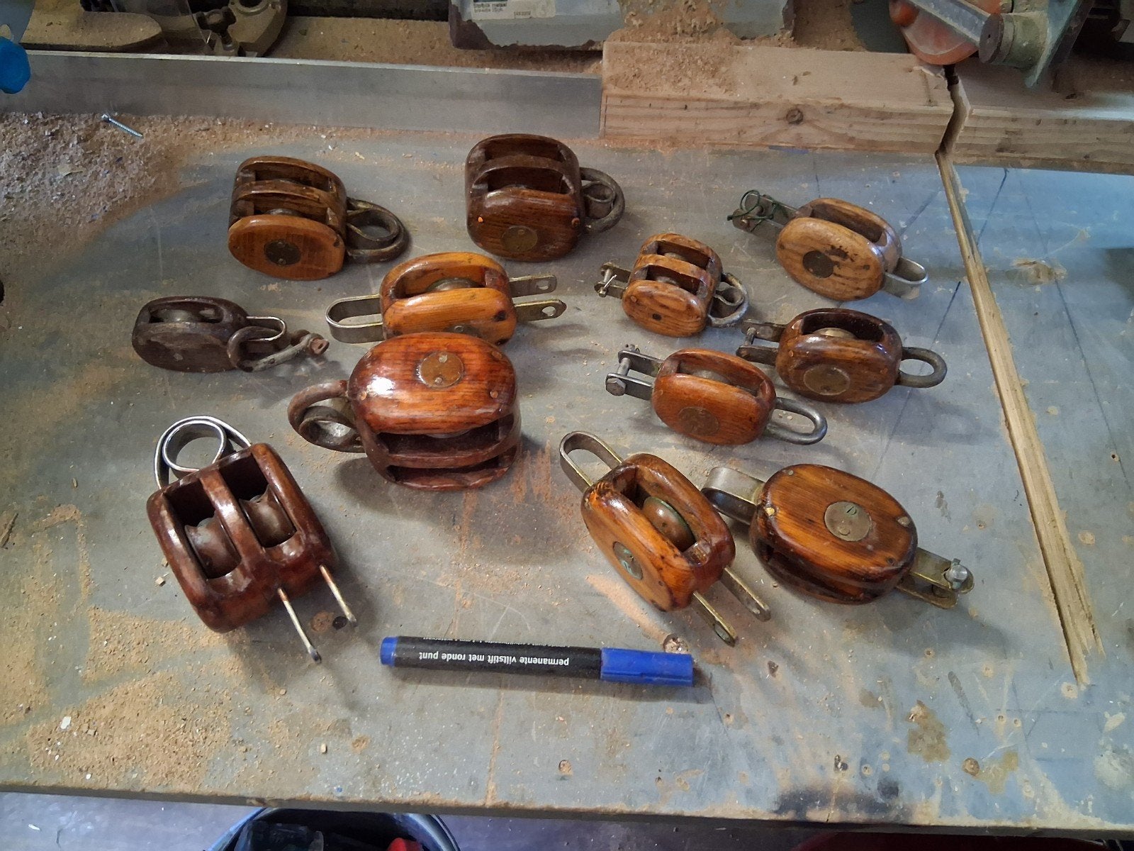 Diverse houten scheepsblokken - Vintage maritiem, Ophalen of Verzenden, Gebruikt, Overige typen