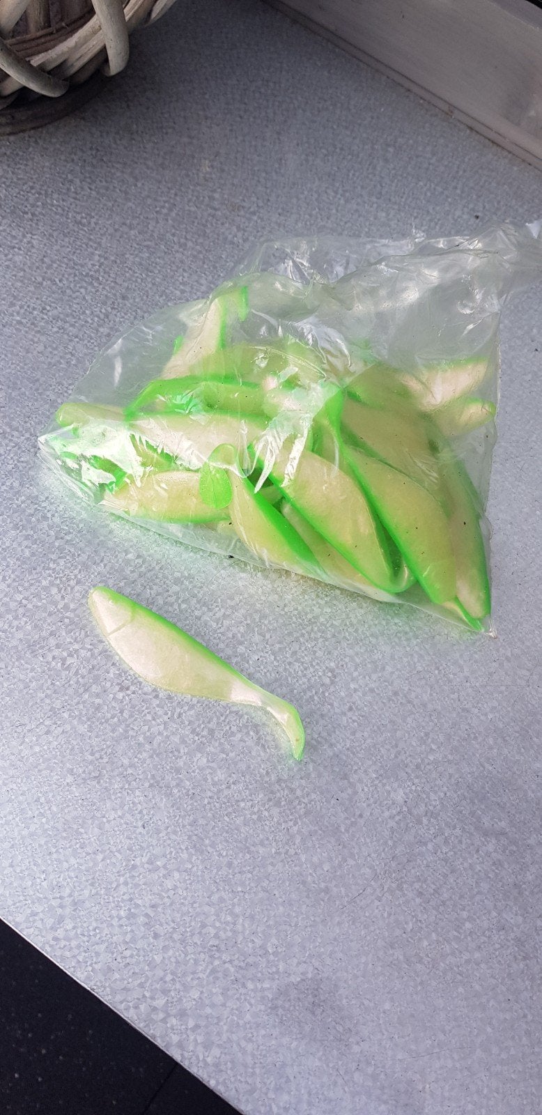 zeebaars shads 10cm groen parelmoer, Ophalen of Verzenden, Nieuw, Overige typen