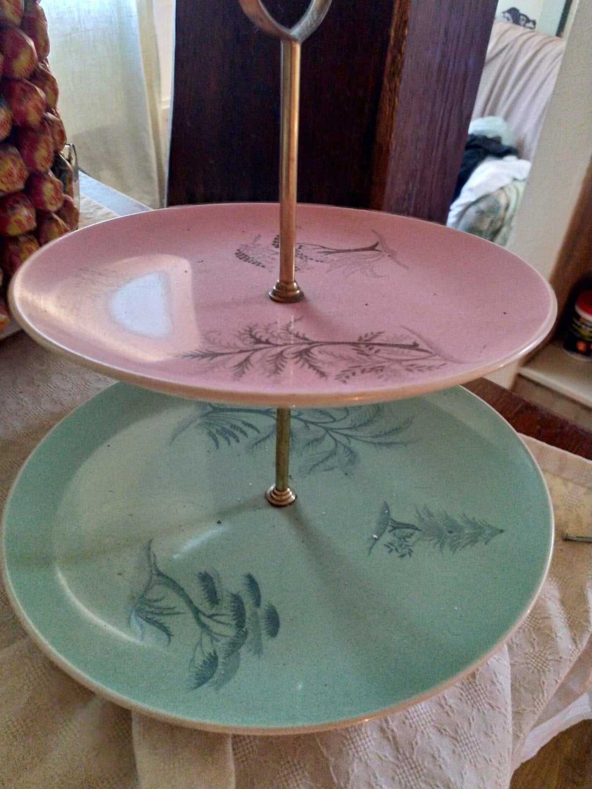 Brocante Engelse porseleinen etagere - Royal Winton, Antiek en Kunst, Ophalen of Verzenden