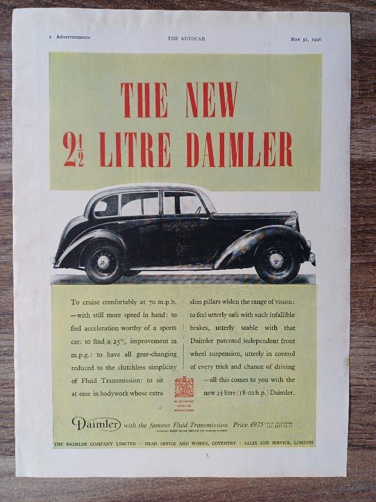 Originele Daimler advertentie uit 1946, Verzenden, Gelezen, Overige merken