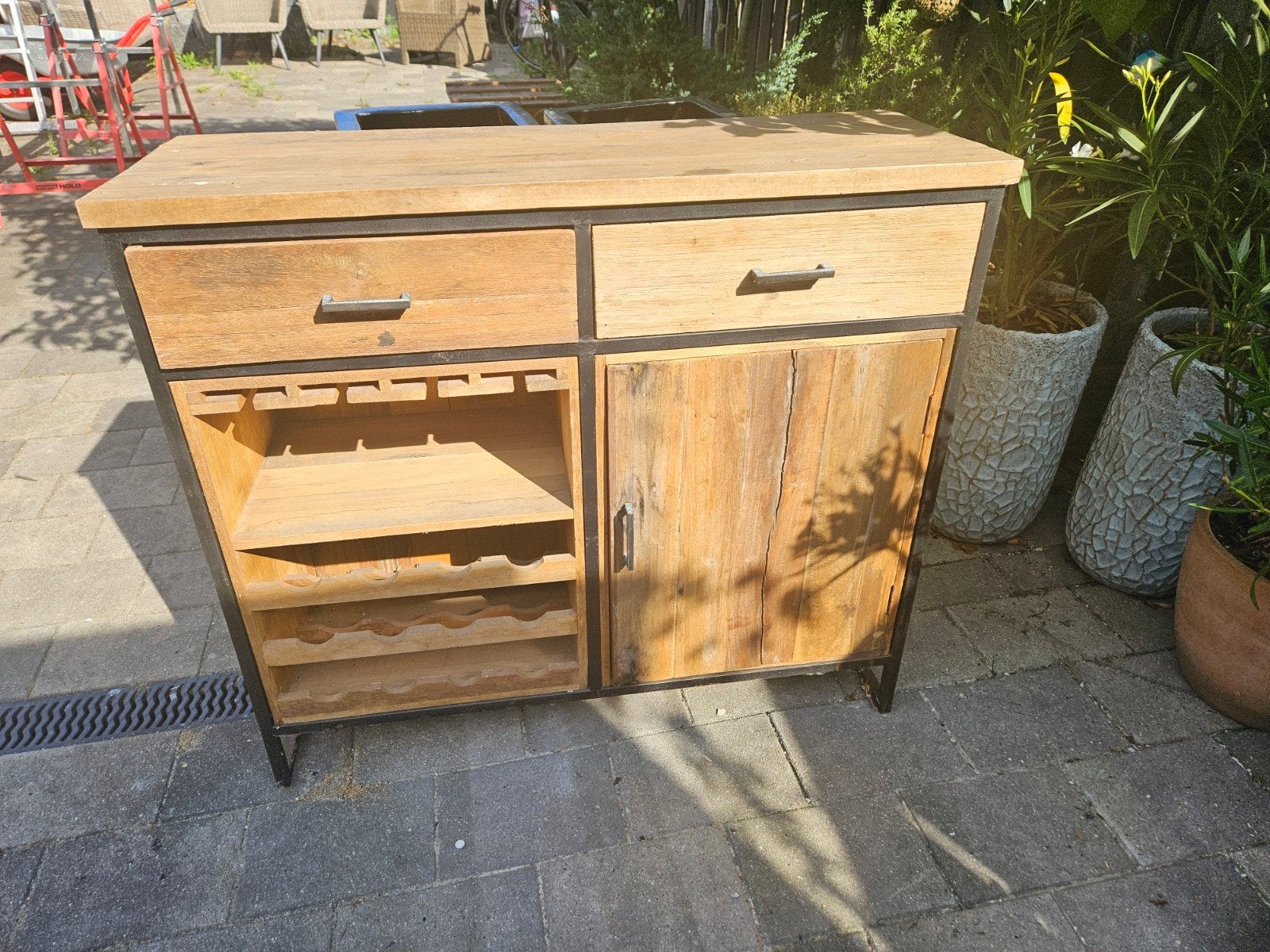 Wijnkastje met wijnrek en glazenhanger, Ophalen, Gebruikt, 5 tot 15 flessen, 75 – 100