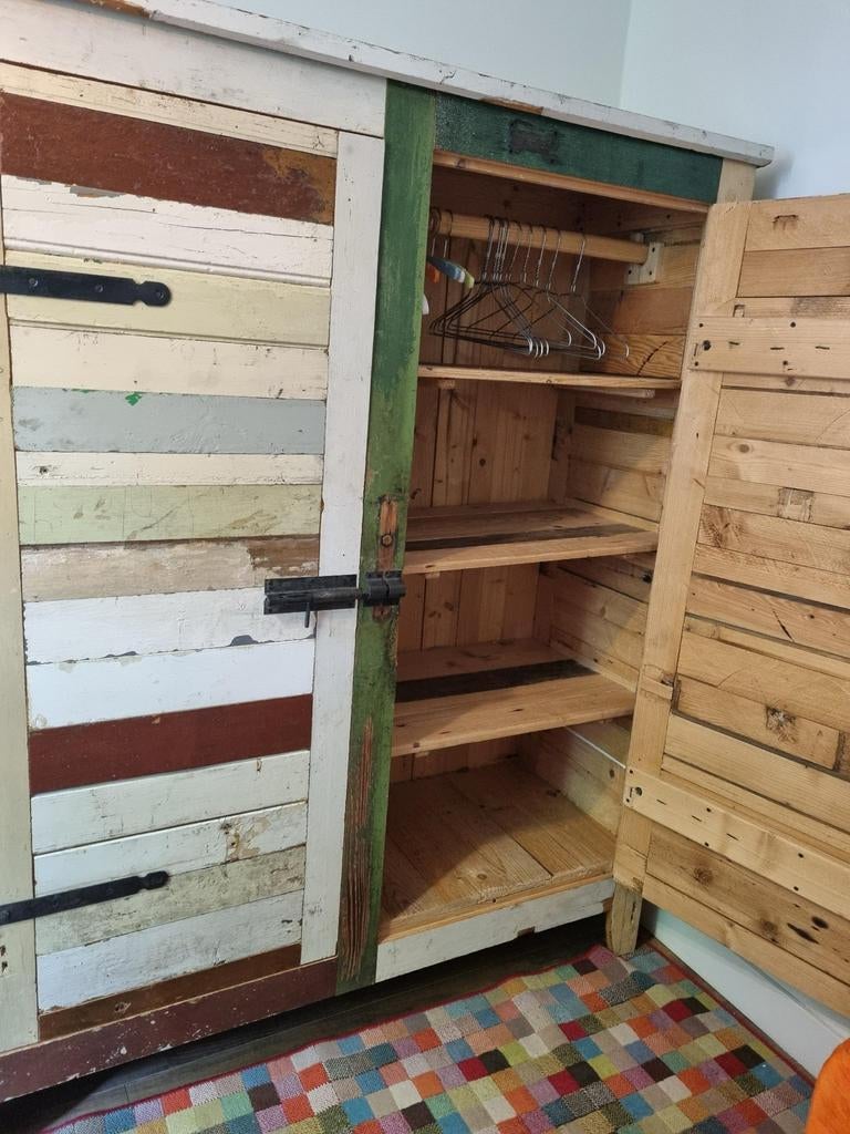 Unieke Sloophouten Kast, Ophalen, Gebruikt, 100 tot 150 cm, 150 tot 200 cm