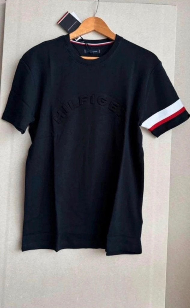 Tommy Hilfiger T-shirt Zwart Maat L, Maat 52/54 (L), Verzenden, Zwart, Tommy Hilfiger