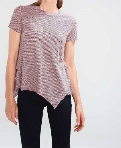 ALLSAINTS Daisy stripe roze gelaagde asymmetrische top M, Maat 38/40 (M), Ophalen of Verzenden, Korte mouw, Roze