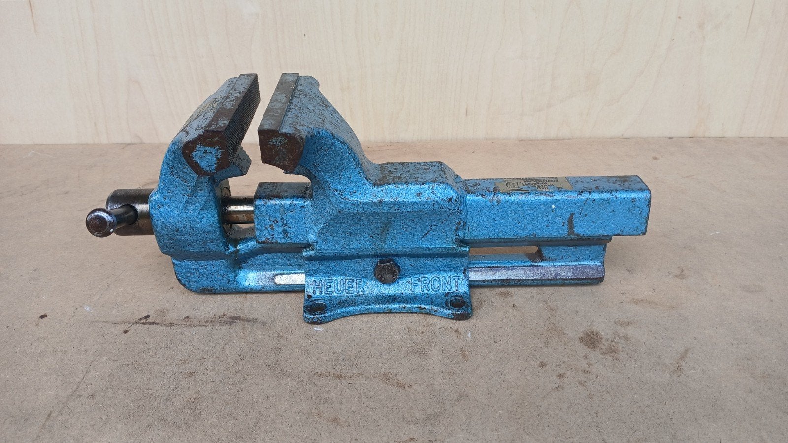 Heuer Front Brockhaus 115 mm bankschroef, Ophalen of Verzenden, Gebruikt, 70 tot 120 cm, Bankschroef