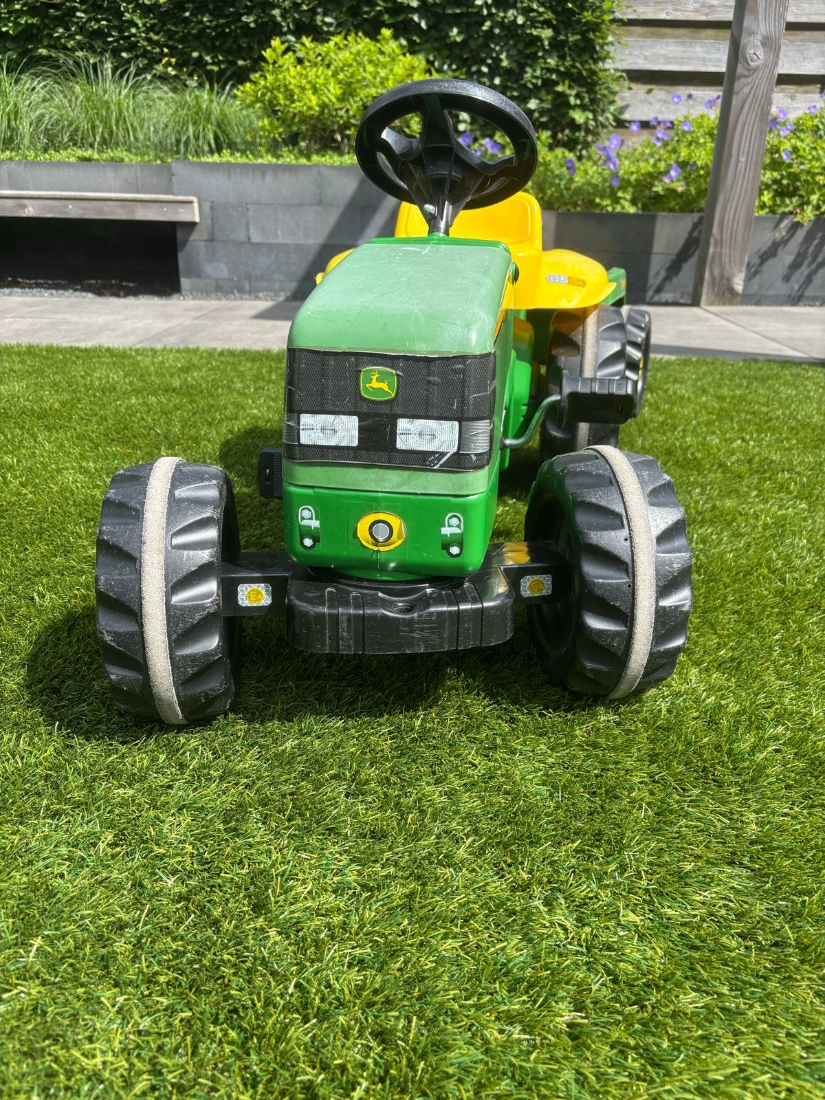 John Deere traptractor met aanhanger, Kinderen en Baby's, Speelgoed | Buiten | Voertuigen en Loopfietsen, Ophalen, Gebruikt, Trapvoertuig