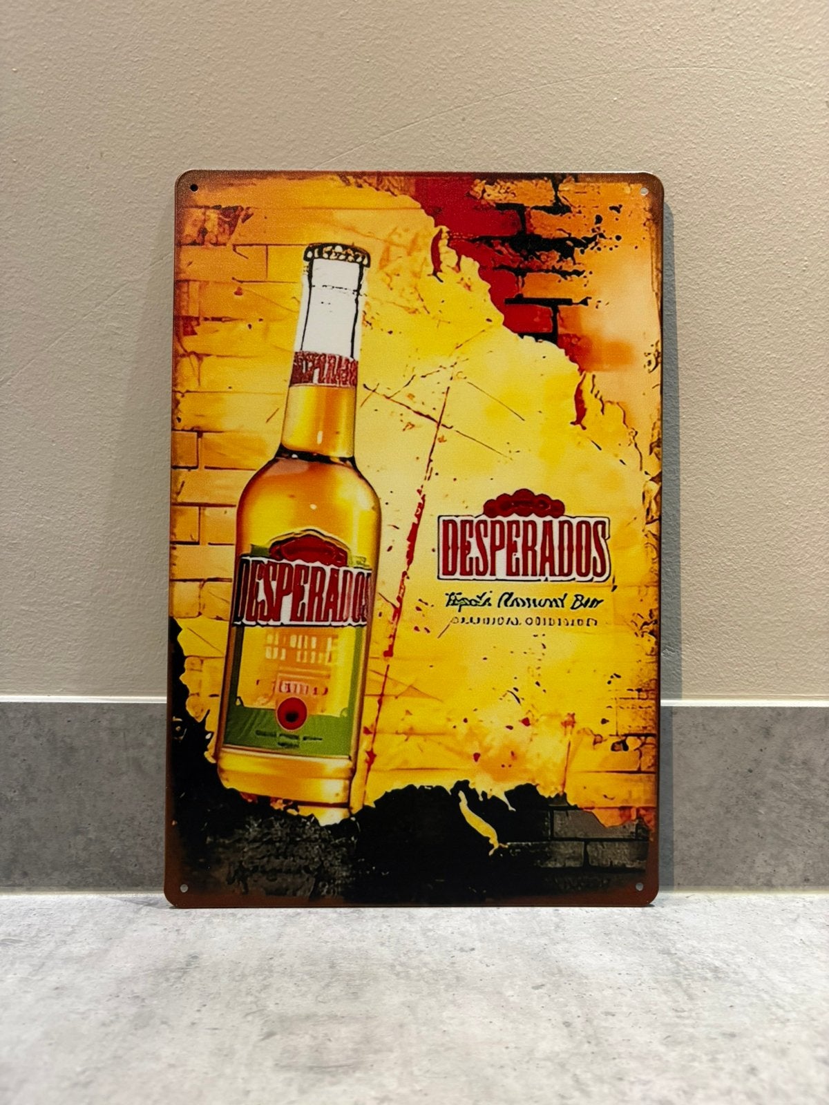 Mancave Bar Café Wanddecoratie metalen bordje Desperados, Ophalen of Verzenden, Zo goed als nieuw, Reclamebord
