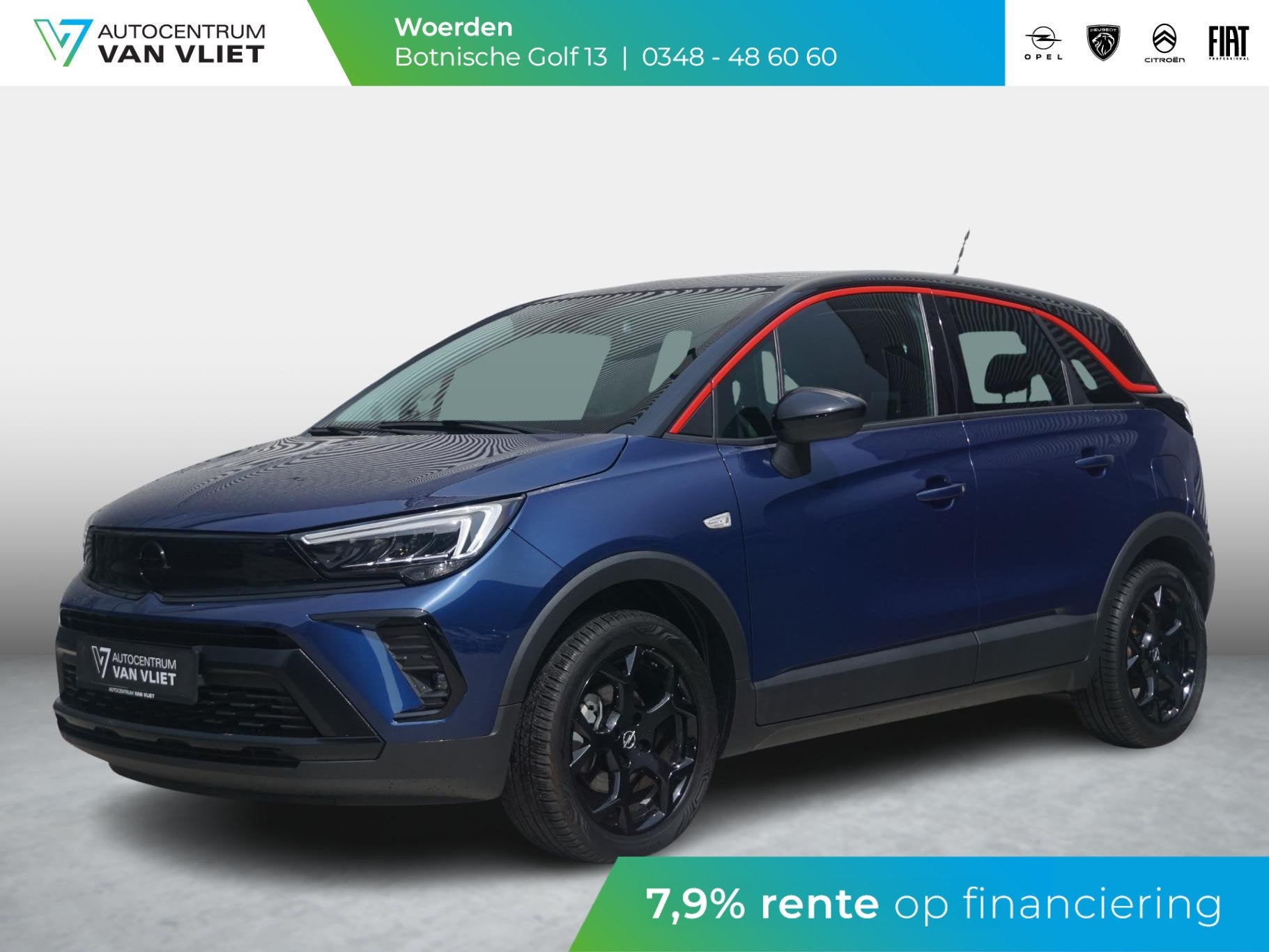 Opel Crossland 1.2 Turbo GS Line Navi | Climate Contr. | Cam, Auto's, 12 maanden, Gebruikt, 1199 cc, Blauw
