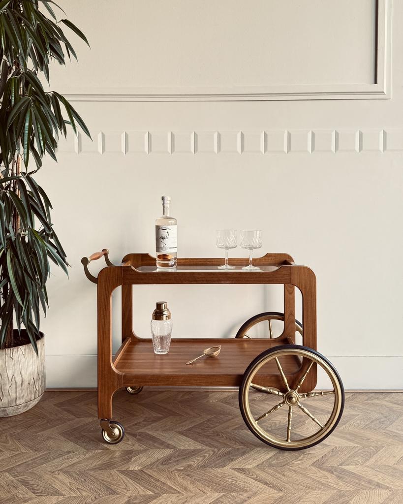 Vintage Bar Cart - Serveerwagen - Dranken trolley, Trolleywood, Ophalen of Verzenden, Tramkade 26, Vintage - Danish Design - Hollywood Regency - Cocktails