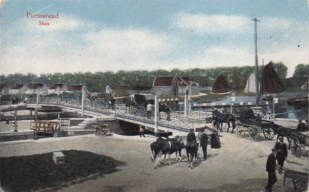 702-107-035 Purmerend Sluis, Verzamelen, Ansichtkaarten | Nederland, Noord-Holland, Voor 1920, Verzenden