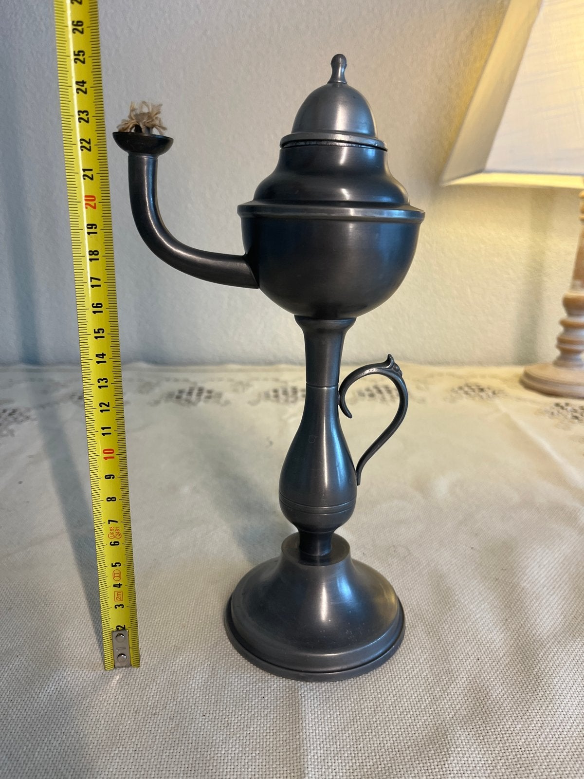 Klassieke tinnen olielamp - Oud Hollands Tin Zijlstra, Antiek en Kunst, Antiek | Tin, Ophalen