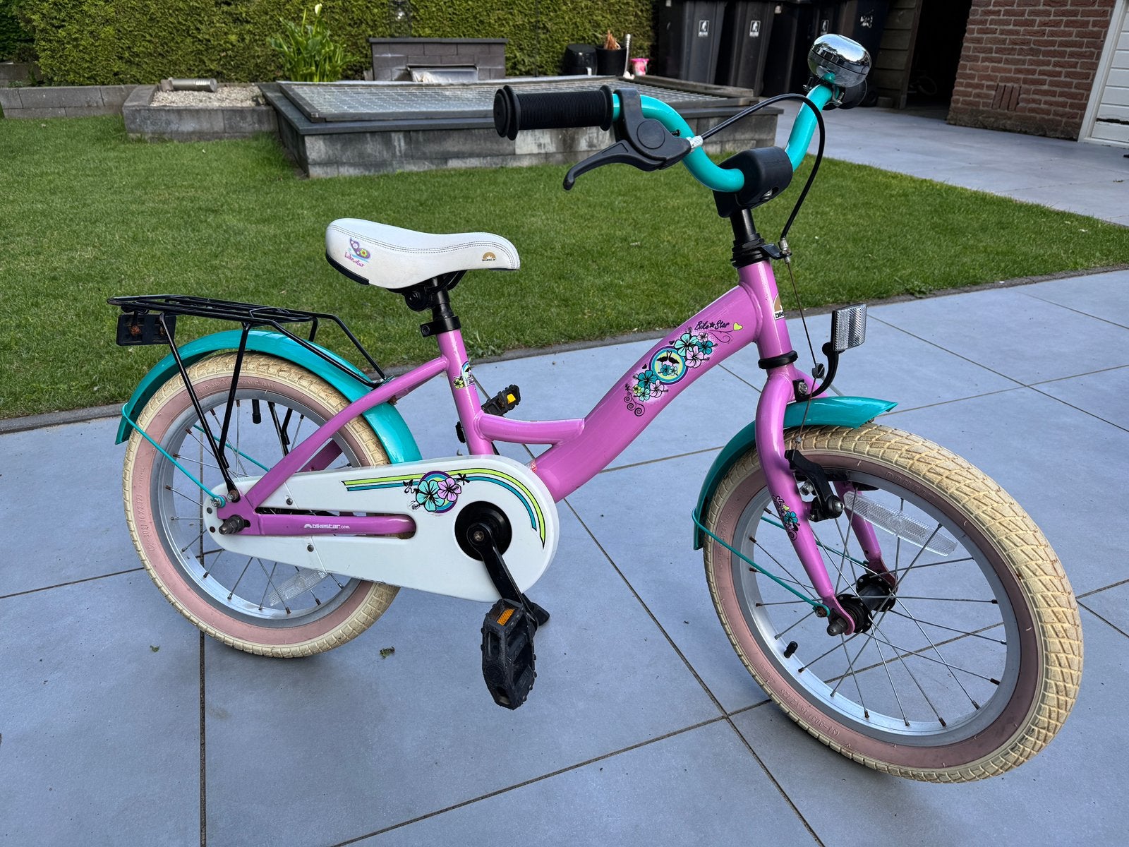 Kinderfiets 16 inch - Roze/Turquoise, Ophalen of Verzenden, Zo goed als nieuw, Staal, 16 tot 20 inch