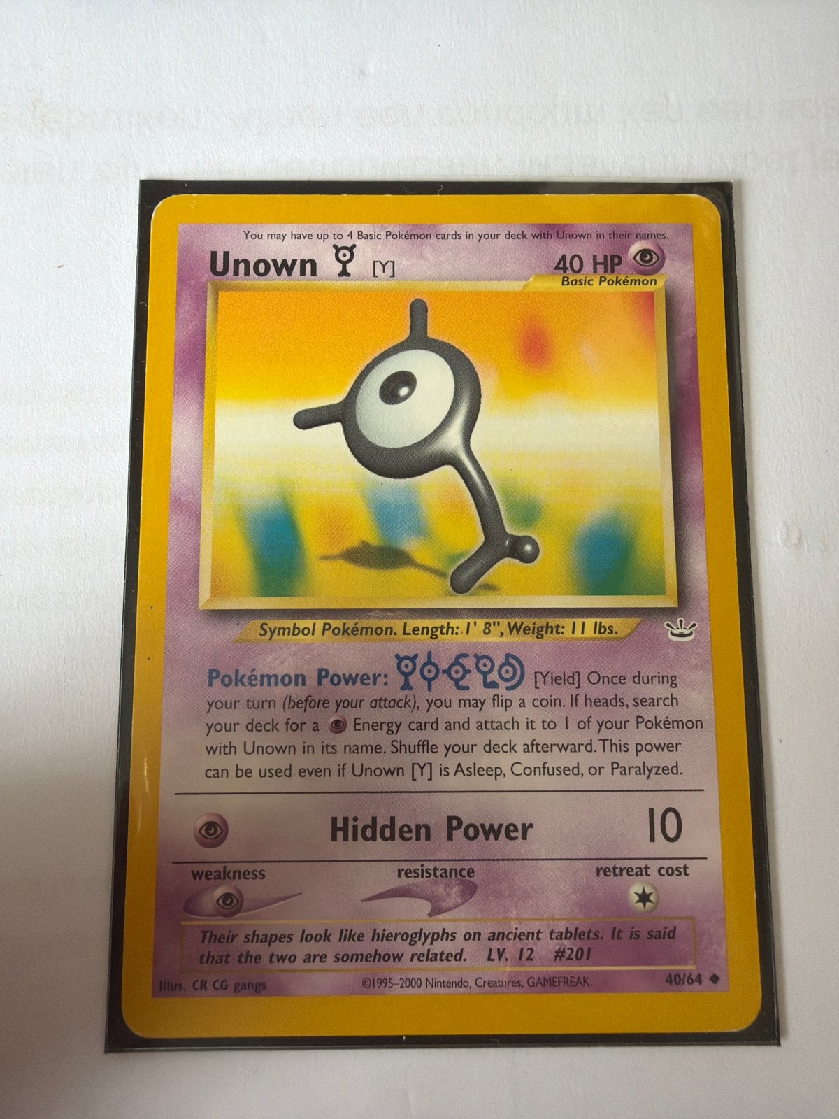 Pokémon Kaart Unown Y (40/64) Neo Discovery, Ophalen of Verzenden, Gebruikt, Losse kaart