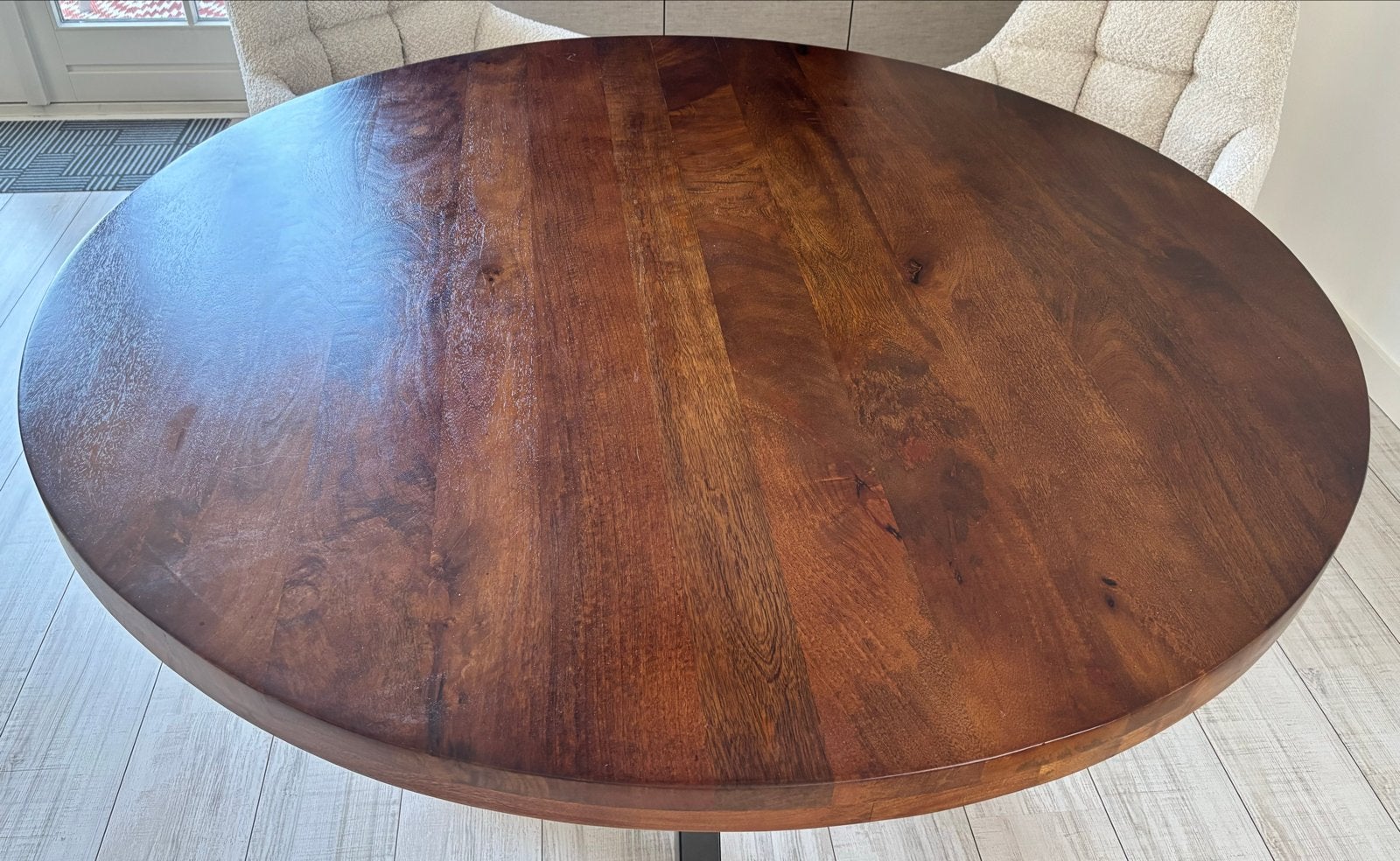 Rond eettafelblad van bruin mangohout, Ophalen, Rond, Zo goed als nieuw, Bruin mangohout