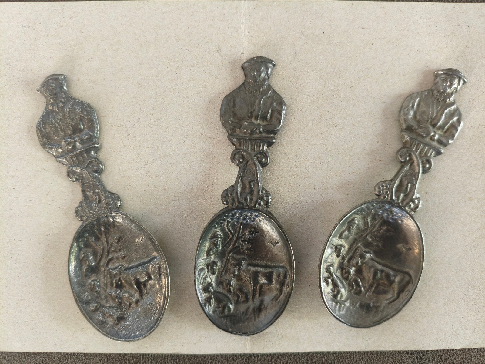 Set van 3 tinnen lepels - Tingieterij Tiel en Leerdam, Antiek en Kunst, Ophalen of Verzenden