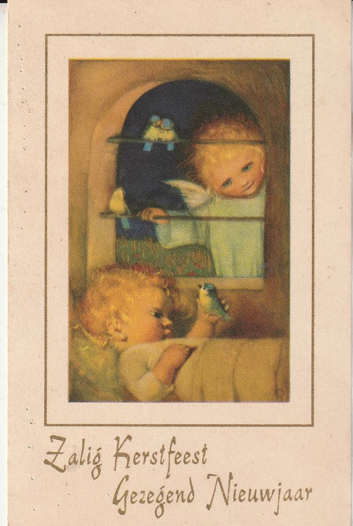 Zalig Kerstfeest Gezegend Nieuwjaar 1952, Ophalen of Verzenden, 1940 tot 1960, Gelopen, Feest(dag)
