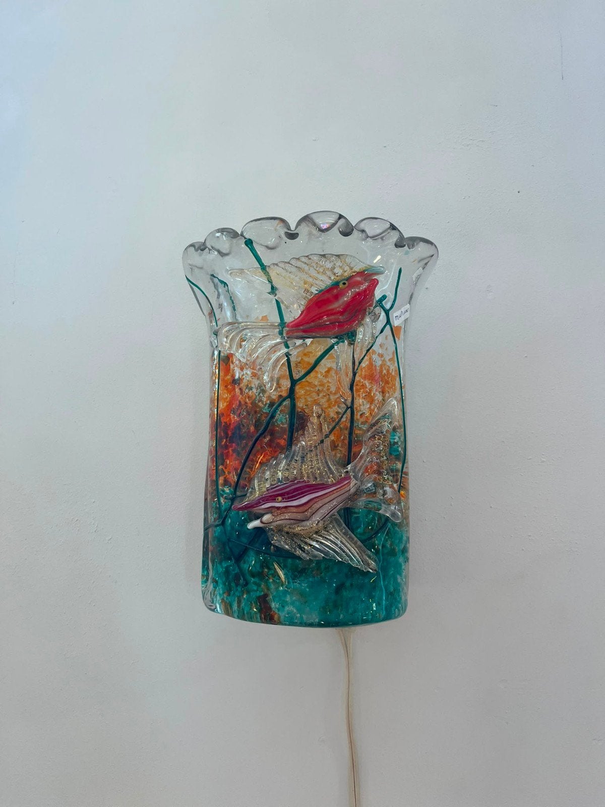 Murano glazen wandlamp met vissen, Ophalen of Verzenden