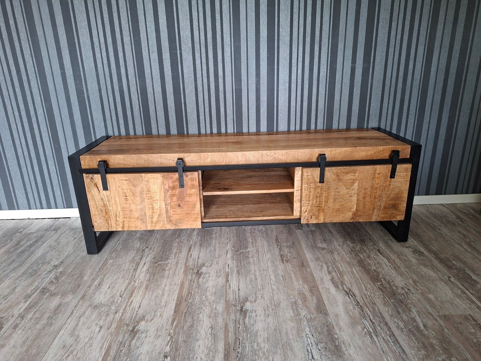 TV Meubel Dominique Mangohout 160x45x50 cm, Ophalen, 150 tot 200 cm, Nieuw, Minder dan 100 cm