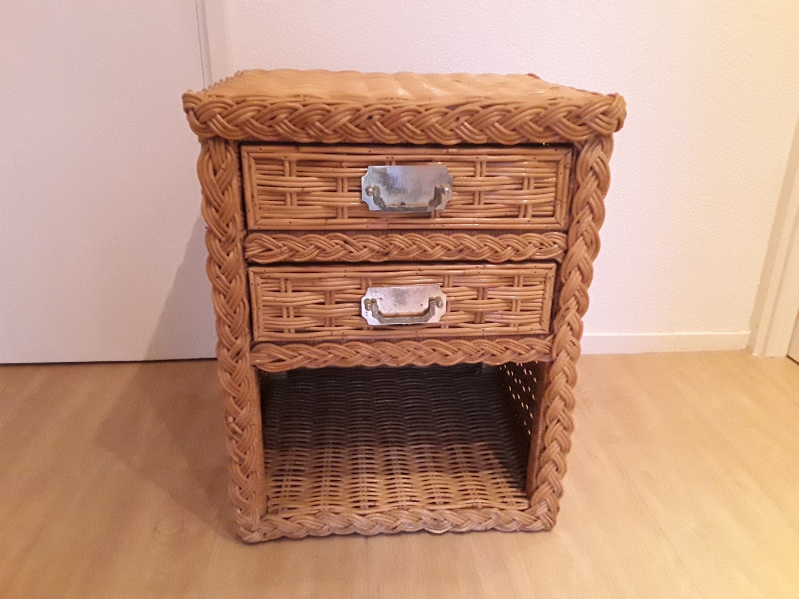 Vintage Rotan ladekast, Ophalen, 1 of 2 laden, 50 tot 100 cm, Zo goed als nieuw