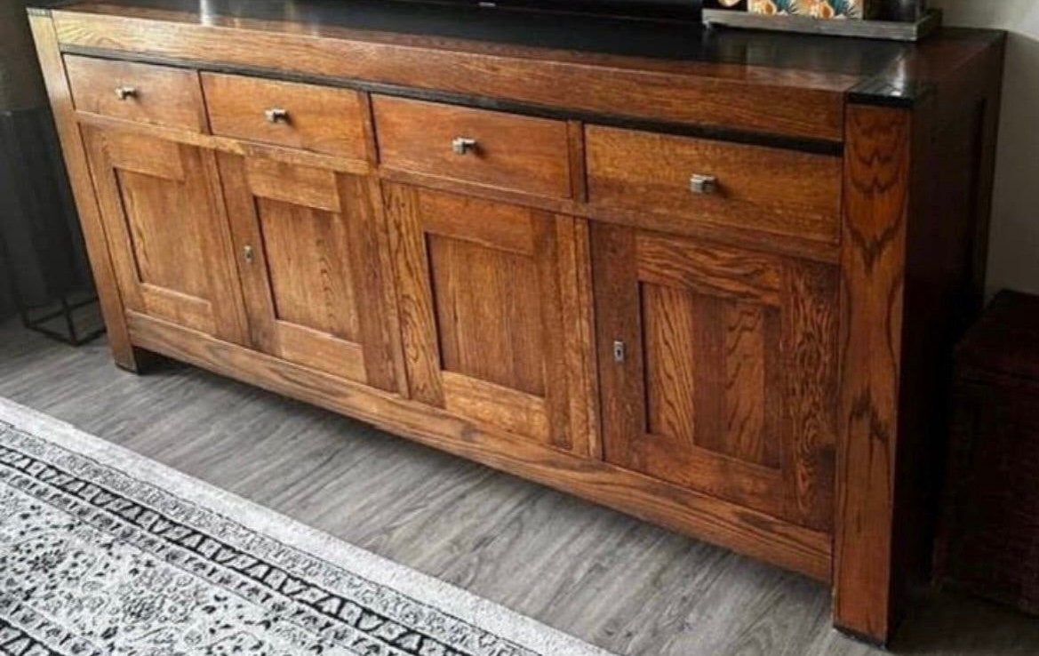 Dressoir en glazen kast kleur kersen, Ophalen, Glas, Gebruikt, Met deur(en)