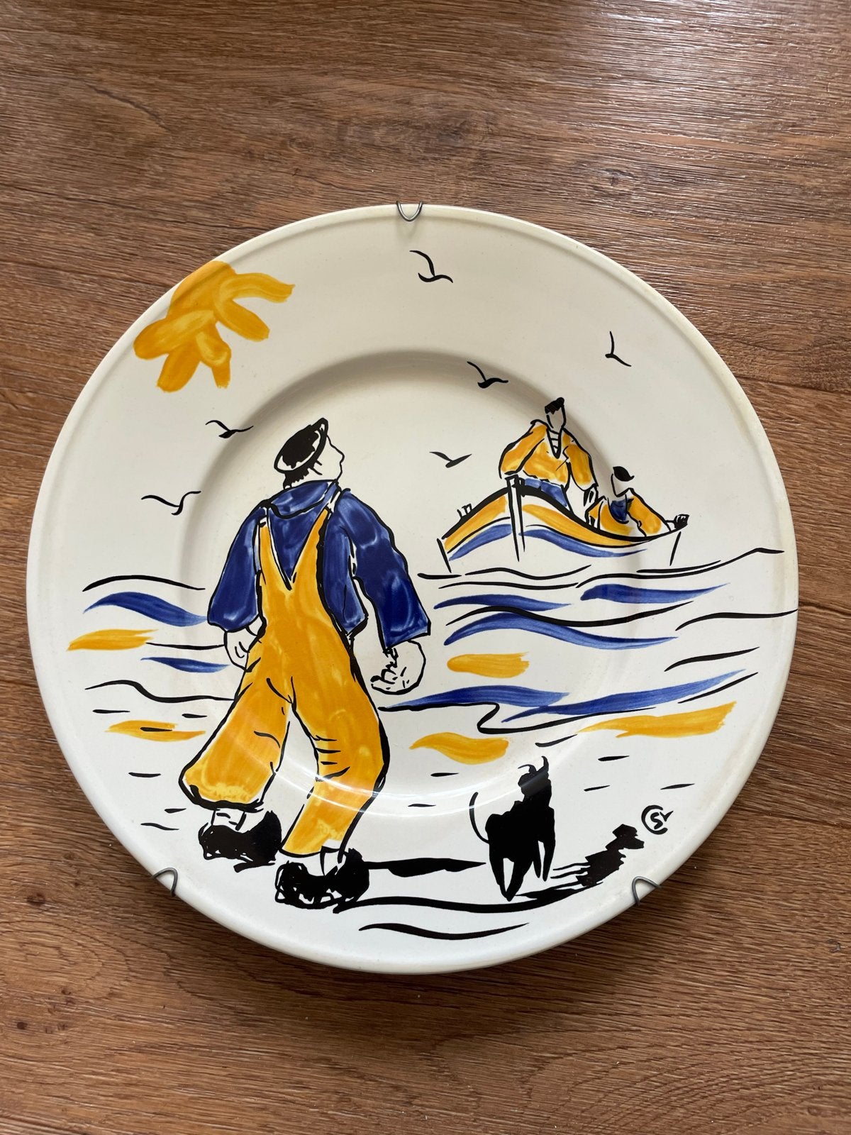 Vintage Frans decoratief bord "Bleu Salé" door Sarreguemines, Antiek en Kunst, Ophalen of Verzenden