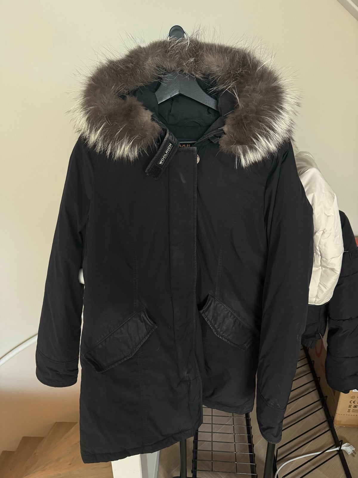 Woolrich Arctic Parka met bontkraag - Maat M, Ophalen of Verzenden, Gedragen, Maat 38/40 (M), Zwart