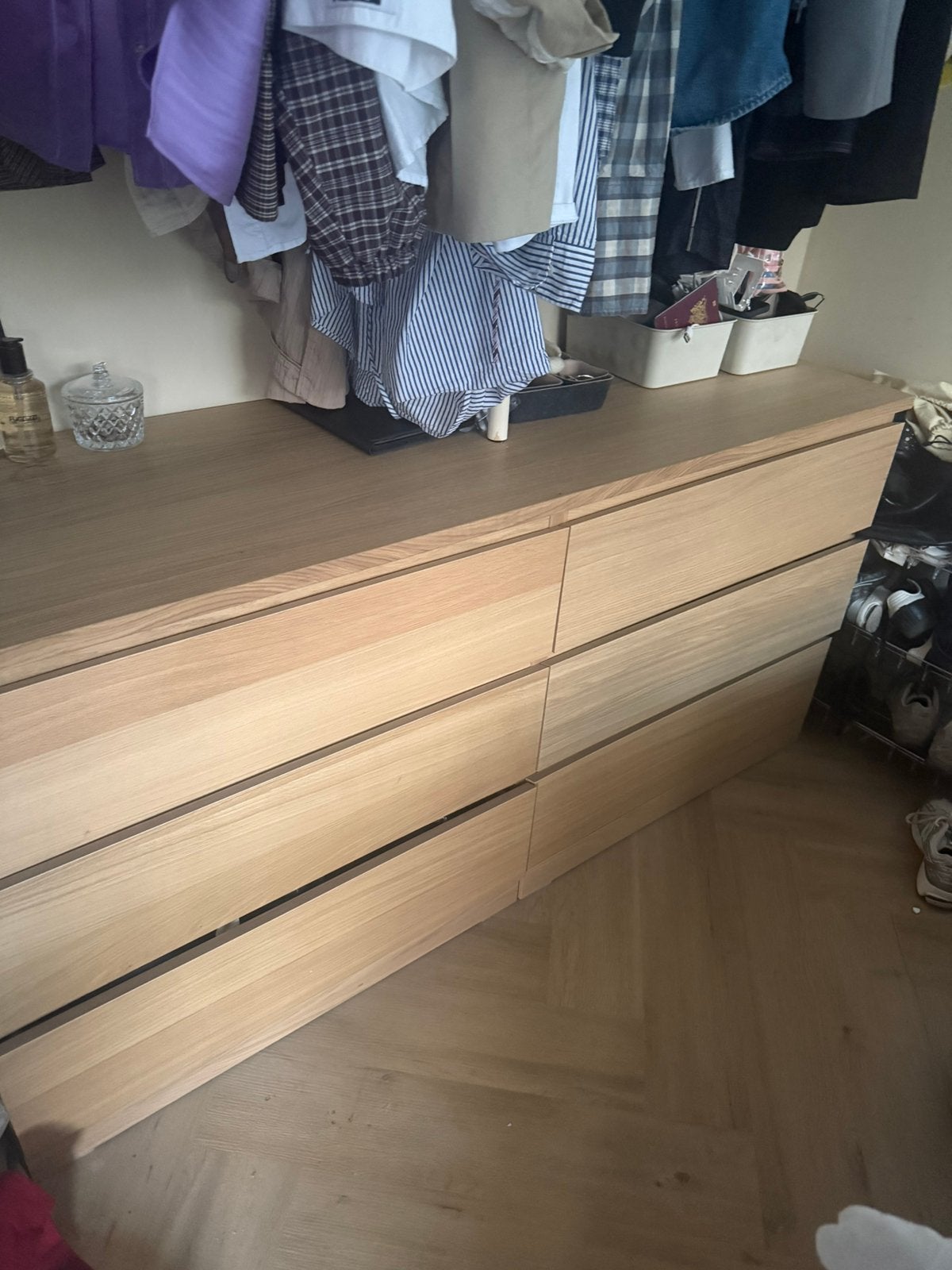 Te koop: Malm ladekast met 6 lades (eiken kleur), Ophalen