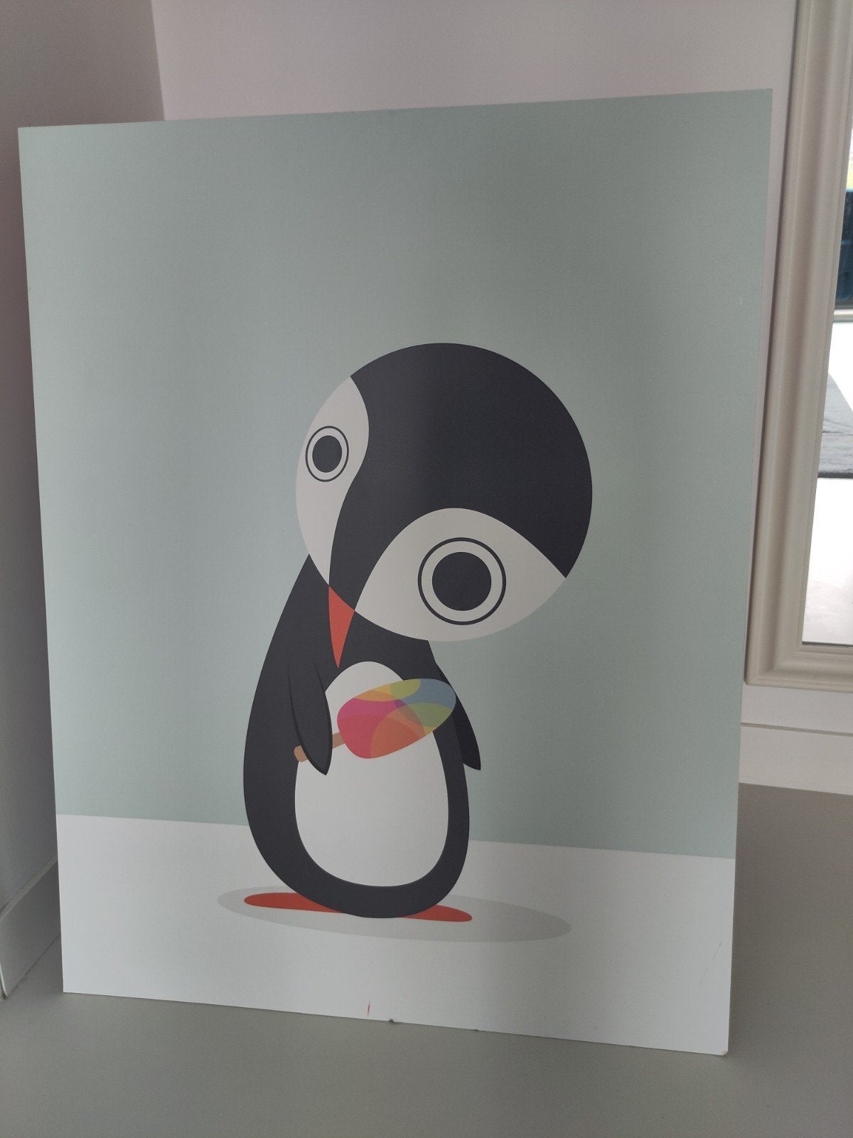Pinguïn Plaat - 70x90cm - Leuke Decoratie, Ophalen, Gebruikt, 50 tot 75 cm, Print