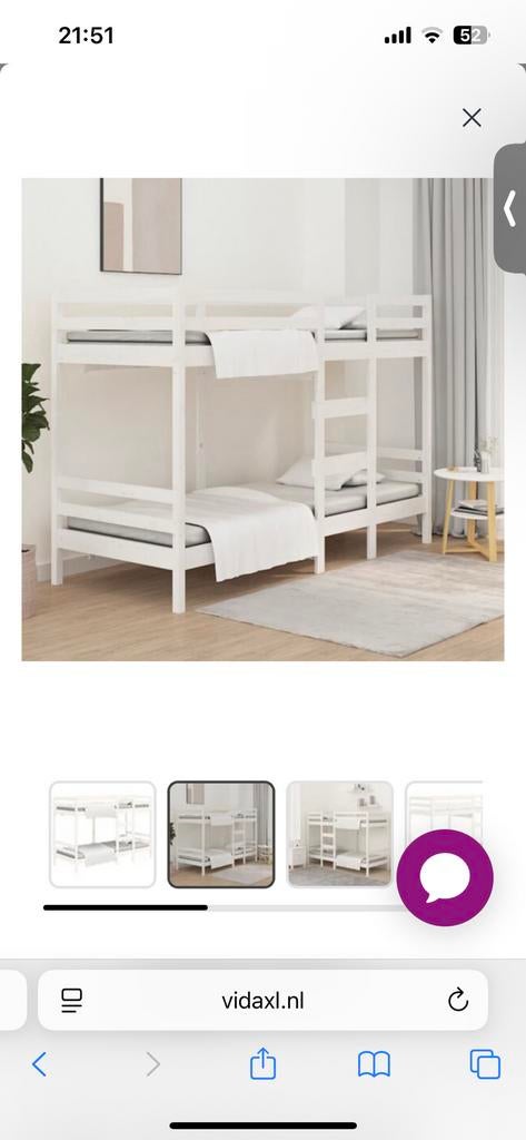 Stapelbed 80 x 200 cm wit, Huis en Inrichting, Slaapkamer | Stapelbedden en Hoogslapers, 90 cm, Tweepersoons, Ophalen of Verzenden