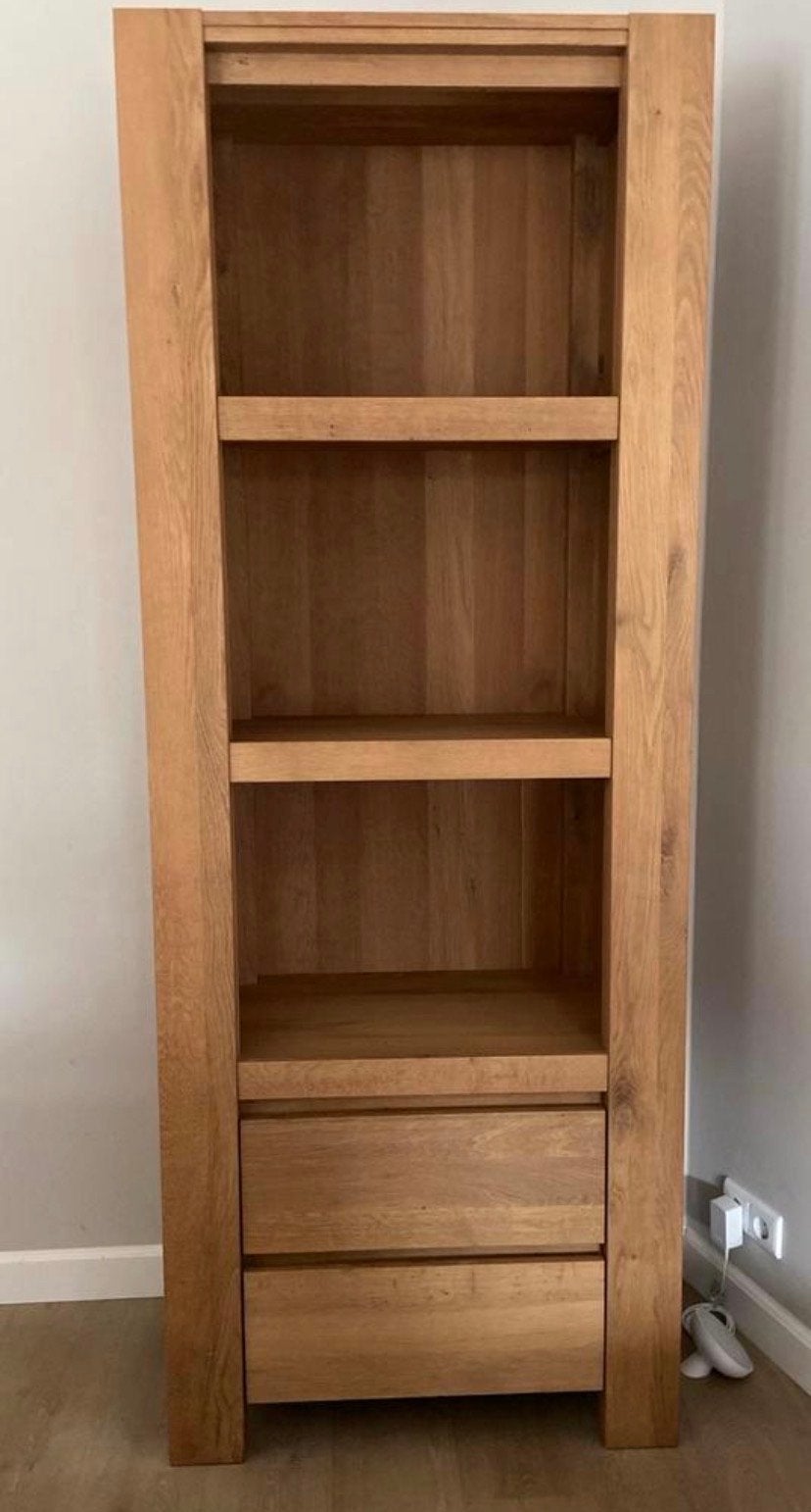 Massief eikenhouten kast met lades, Ophalen, Minder dan 50 cm, Eikenhout, Zo goed als nieuw