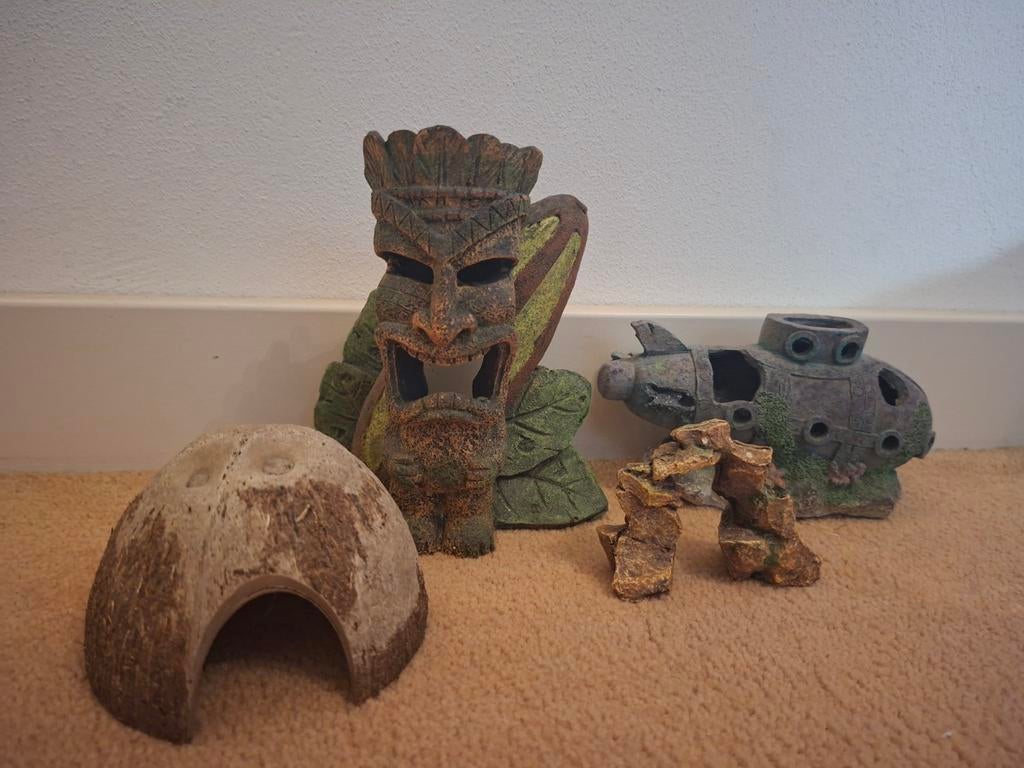 Diverse aquarium decoratie - 4 stuks, Ophalen, Gebruikt, Decoratie