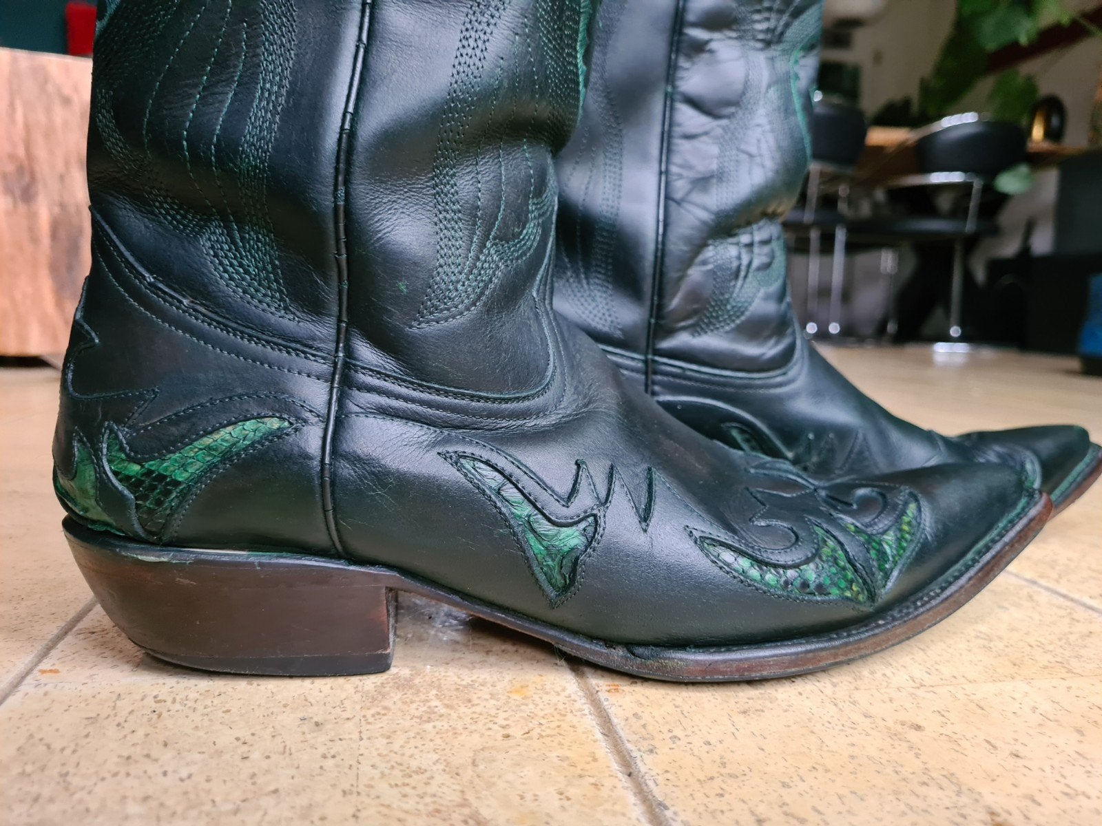 Go West python boots mt 44 / 43. Groen.Cowboy western, Ophalen of Verzenden, Overige kleuren, Boots