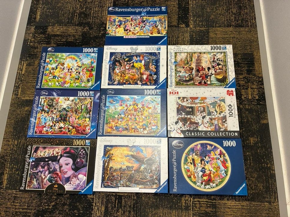 Grote collectie Disney puzzels (Ravensburger, King, Jumbo), Ophalen of Verzenden, Meer dan 50 stukjes, Gebruikt, 6 jaar of ouder