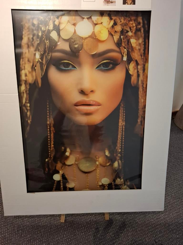 Prachtig nieuw glazen schilderij 60x80 cm - Oosterse vrouw, Antiek en Kunst, Ophalen