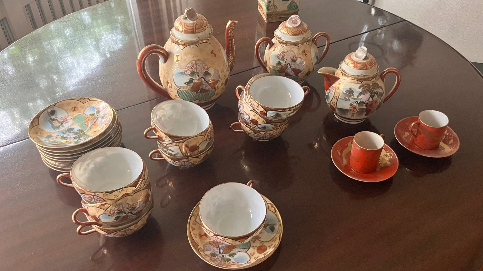 Oud Japans Kutani / Geisha Ware servies – grote set, Antiek en Kunst, Antiek | Servies compleet, Ophalen